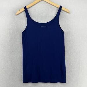 EILEEN FISHER Tank Top M Cami Organic Cotton Ribbed Jersey Scoop Neck Shell Blue